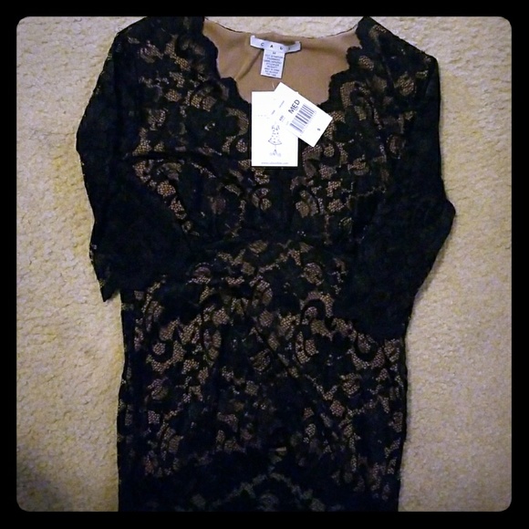 CAbi Tops - CAbi Black Lace over Nude Top